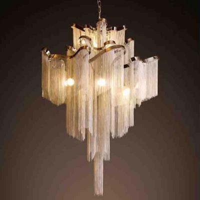 China Customization Modern Artistic Originality Modern Luxury Aluminum Wrought Iron Tassel Chain Chandelier for sale