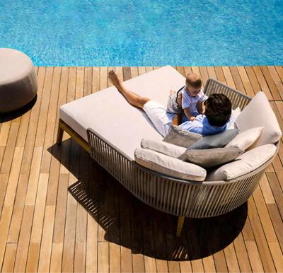 China Durable Modern Outdoor Luxury Teak Wood Project Pool Hotel Furniture Single Sun Sofa for sale