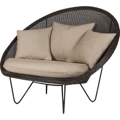 China Hot Selling Waterproof Patio Beach Around High Back Leisure Rattan Fabric Metal Frame Chaise Lounge With Cushion for sale