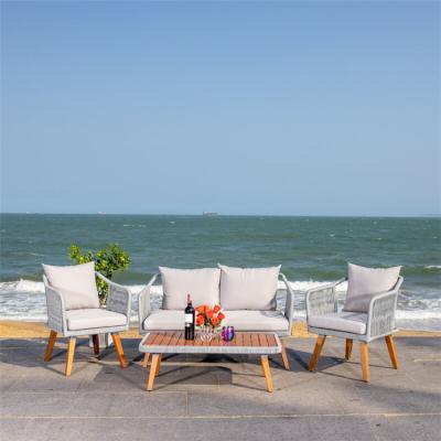 China Garden Aluminum Outdoor Rattan Stylish Comfort 4 Piece Rattan Combination Seat With Cushion for sale