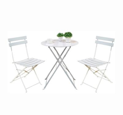 China Modern Patio Steel Bistro Set 3 Piece Outdoor Folding Table and Chairs Set for sale