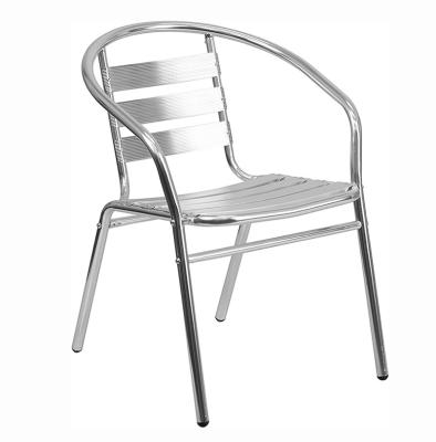 China Modern Sliver Metal Restaurant Stack Chair With Aluminum Slats for sale