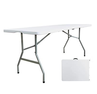 China Modern White 6ft Black Portable Plastic Table With Handle for sale