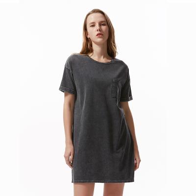 China Wholesale Breathable Simple Loose Casual Slim Fit Crew Neck Short Sleeve T-shirt T-shirt Dress for sale