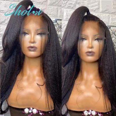 China Hd Wave Transparent Lace Front Wig Wholesale Sholov Yaki Lace Front Wig Cheap Brazilian Curly Straight Full Virgin Human Hair for sale