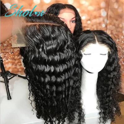 China Brazilian Remy Hair Wig Full Transparent Lace Wig Virgin Front Wigs Cuticle Aligned Unprocessed Sholov Curl 13x4 13x6 Curly Hair Lace Wig for sale