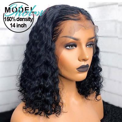 China Unprocessed Bob Deep Wave Wig 8 Inch Wave Sholov Mink Hair Raw Brazilian Short Deep Wave Frontal Human Hair Virgin Hair Wigs 6 Inch for sale