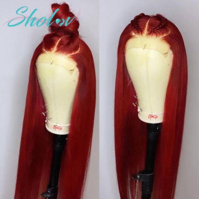 China Cheap Wholesale 27#30#99J Mink Indian Cuticle Aligned Human Hair Wave Lace Closure Wig Silky Straight Hd Lace Front Color Women Human Hair Wig For for sale