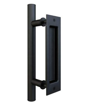 China Modern black powder coated ladder pull and barn door handle / carbon steel flush sliding door pull handle for sale