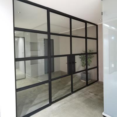 China Modern Metal Framed Glass Door Room Divider, Glass Door with Steel Grids, French Style Glass Door for sale