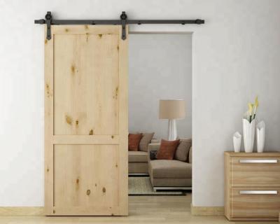 China Modern Primer Finished Solid Wood Door Panel , Sliding Wooden Barn Door Panel With Hardware for sale