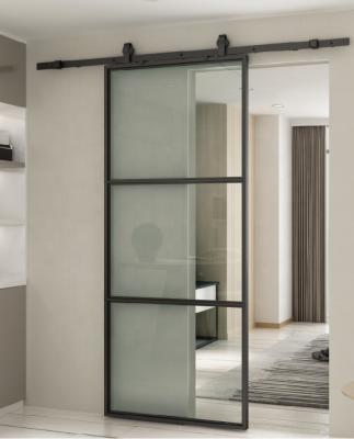 China Single Hit Down Sliding Glass Door Metal Frame with Sliding Hardware Kits, E-Commerce Online Barn Door for sale