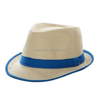 China Dobby Mens Summer Shorts Edge Straw Fedora Trilby Sun Hat for sale