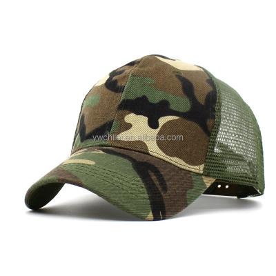 China Camouflage Waterproof Green Vintage Washed Mesh Trucker Baseball Cap Adjustable for sale