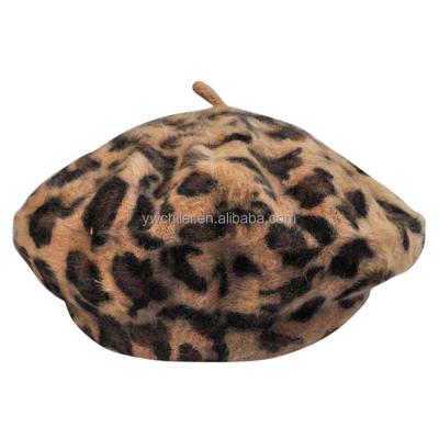 China Vintage Plush Leopard Print French Wool Soft Winter Women's Style Warm Beret for sale