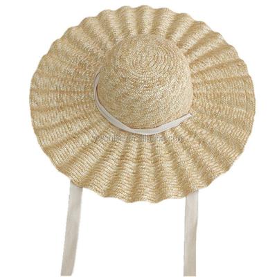 China Foldable Image Woven Straw Sun Hat Wide Brim With Fringed Edge for sale