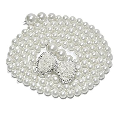 China Decorative Pearl Metal Waist Chain Belt Bowknot Butterfly Pearl Bead Belt For Dress YD045 for sale