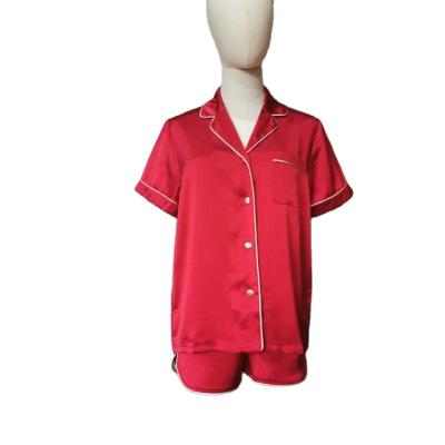 China Breathable New Arrival 100% Silk Satin Pajama Set Short Sleeve And Pants for sale