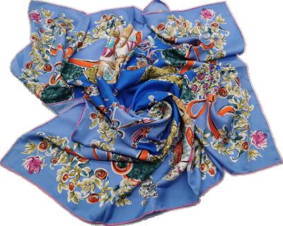 China Square Women Silk Scarf Custom Design Printed Twill Silk Head Wrap Decorated Gifts for sale