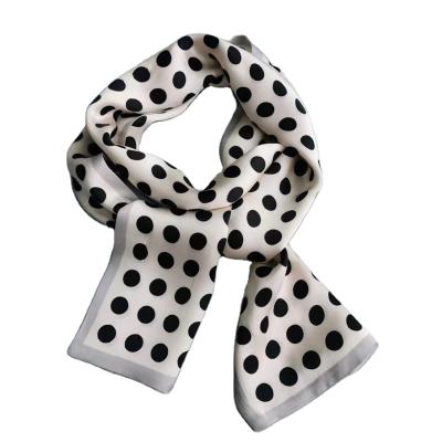 China Custom Printed Soft Feeling Polka Dot Silk Satin Long Outdoor Scarf For Women Casual Bag for sale