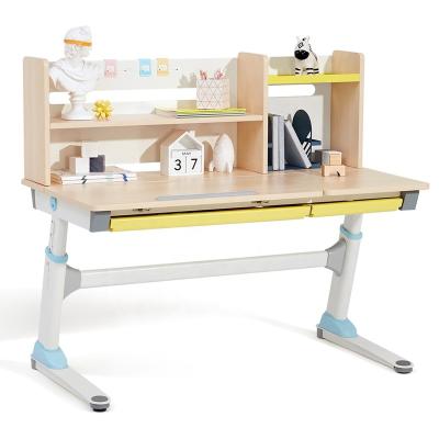 China Hot Sale 2m2kids Children's Desk Eco-friendly Wooden Adjustable Height Study Table Desk And Chair Set for sale