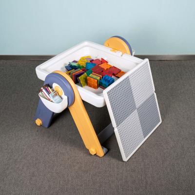 China Eco-friendly Multifunctional Building Block Board Magnetic Drawing Learn Game Baby Activity Kids Table and Chair for sale