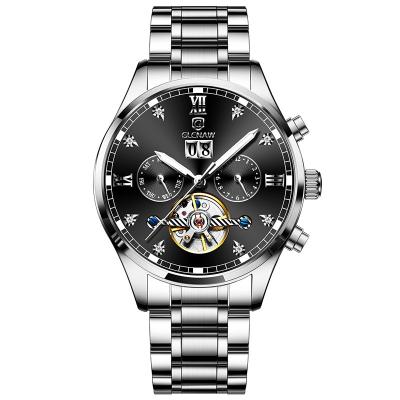 China Diamond Dial Alloy Case Automatic Date Glenaw Tourbillon Watch Classic Multi-Function Steel Strap Automatic Date Mechanical Watch for sale