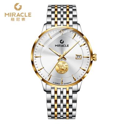 China Miyota 24k Gold Men's Miracle Watch Taurus Moon Phase Totem Stainless Steel Classic Strap Band Automatic Mechanical Watch for sale