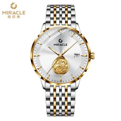 China Miyota 24k Gold Mens Luxury Classic Band Moon Phase Miracle Dragon Totem Stainless Steel Bracelet Automatic Mechanical Watch for sale