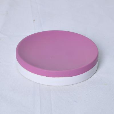 China Mordern JIA SHUN Wholesale Hotel Bathroom Home Accessories Round Purple Blue Gray Ceramic Rubber Paint Soap Dish Volume for sale