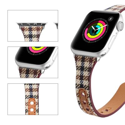 China Watch Band Design Gateway Fashion Canvas Thin Leather Strap New For Apple Watch 1 2 3 4 5 6 for sale