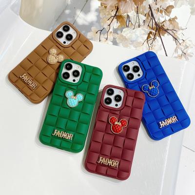 China 3D Shockproof Lattice Woven Pattern Soft Grid TPU Phone Case For Apple iPhone 13 Pro 12 11 Max XS Max Cover for sale