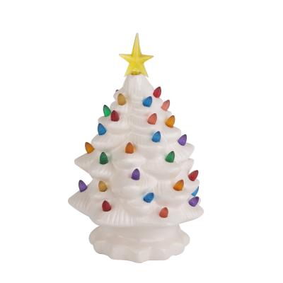 China Wholesale Customized 10 Inch White Glazed Ceramic Christamas Home Decor Christmas Tree Lights For Ornaments Home Decoration for sale