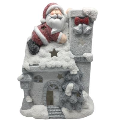 China Christmast Ornament 2020 Ceramic Christmas Santa Claus Laterite Village Houses For Painting Home Decoration With Gold Powder for sale