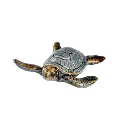 China Europe Small Cute Coastal Statue Ceramic Turtle Ornament For Decoration for sale