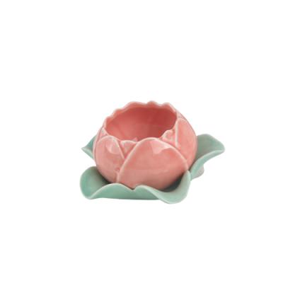 China Who respects the environment. Modern Creative Mini Flower Shape Candle Holder Custom Stocked Ceramic Candle Jars For Home Decoration for sale