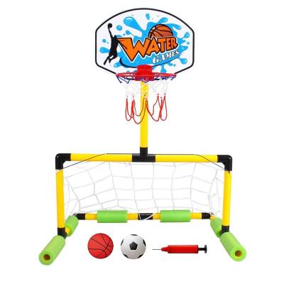 China Outdoor Sport Game Water Multi-sport Pool Float Basketball and Soccer Goal Pool Set, with 2 Nets, 2 Small Inflatable Balls and Pump for sale