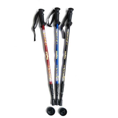 China Cheap Shockproof Aluminum Telescopic PVC 3 Section Trekking Poles 6061 Hiking Nordic Poles Canes for sale