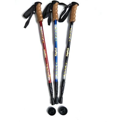 China Cork Cheap 3 Section 6061 Shockproof Aluminum Telescopic Trekking Poles Increasing Nordic Poles Canes for sale