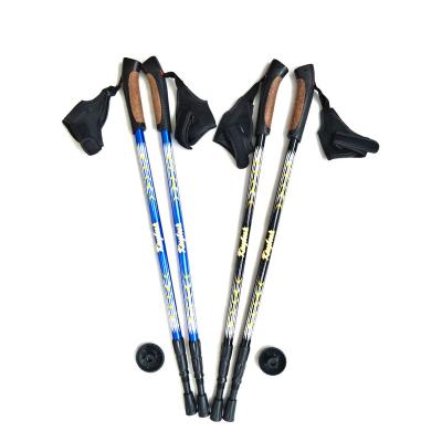 China 3-Section Height Adjustable Shockproof Telescopic Aluminum Trekking Poles Hiking Nordic Poles Canes for sale