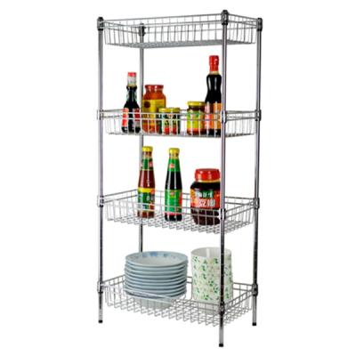 China Household chrome wire stocked light duty shelf, wire shelving chrom plated, rak lukisan for sale