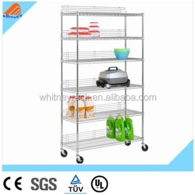 China Sustainable wire shelving with wheels lowes stainless steel shelving NSF chrome metal shelving for sale