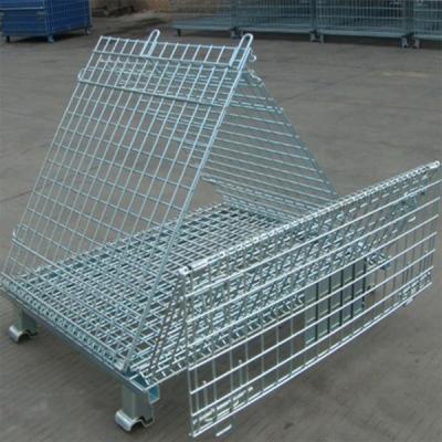 China Warehouse rack cestoni in rete metallicate metal mesh box usati expanded wire storage basket with wheels for sale