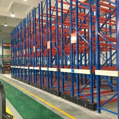 China Durable Q235B Corrosion Protection Steel High Density Electric Radio Shuttle Pallet Mobile Rack for sale