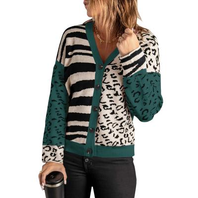 China Factory Wholesale Breathable Fashionable Knitwear Casual Funny Animal Print Long Sleeve Cardigan for sale