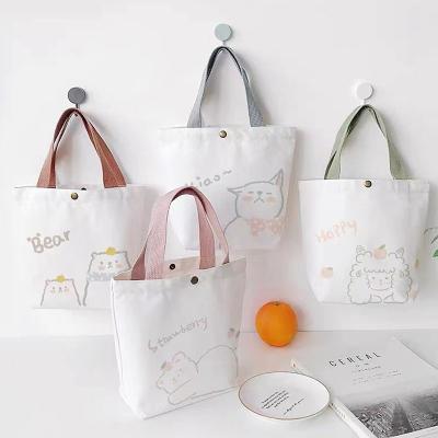 China Handled Small Shopping Handle Bags Bolsa De Compras OEM/ODM Cute Print Square Bottom Canvas Mini Bag for sale