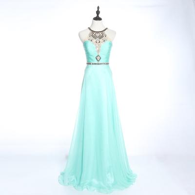 China 2019 Dubai Mint Green Prom Party Anti-Static Beaded Skirt Elegant Evening Long Dresses for sale