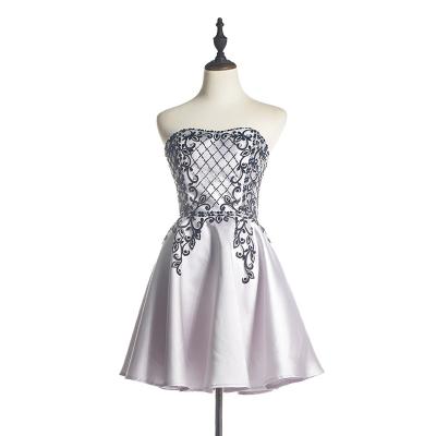 China Anti-Static Fashion Homecoming Party Skirt Strapless Women Ruffle Short Prom Dresses for sale