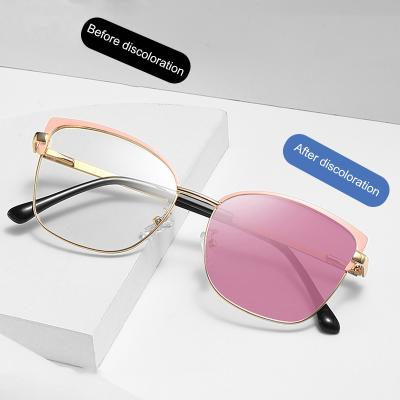 China Fashion SKYWAY Sunglasses Shape Metal Cat Eye Anti Blue Light Blocking Women Photochromic Sun Glass Sunglasses for sale