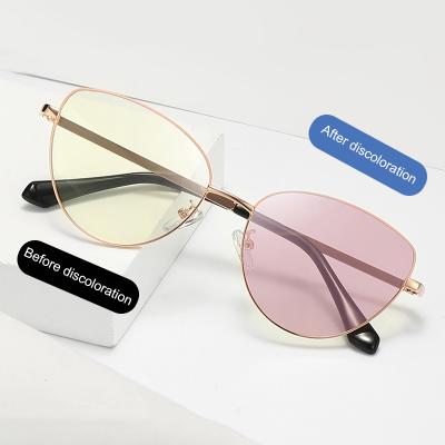 China Trendy Cat Eye Metal Frame Photochromic Blue Light Anti Glass Sunglasses SKYWAY Sun Fashion Blocking Women Sunglasses for sale